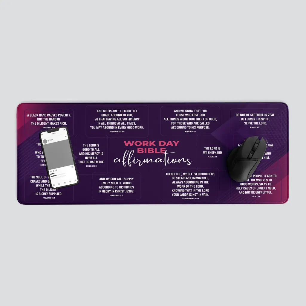 Work day Bible affirmations  | Christian Bible verse Gaming pad.webp