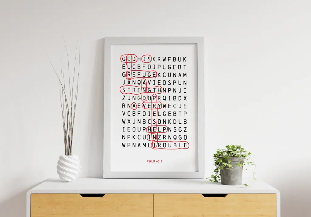 God is our refuge and strength, A very present help in trouble | Psalm 46.1 | Bible verse frame | Christian wall decor.webp