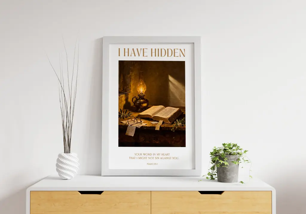 I have hidden your word in my heart | Psalm 119.11 | Bible verse frame | Christian wall decor.webp