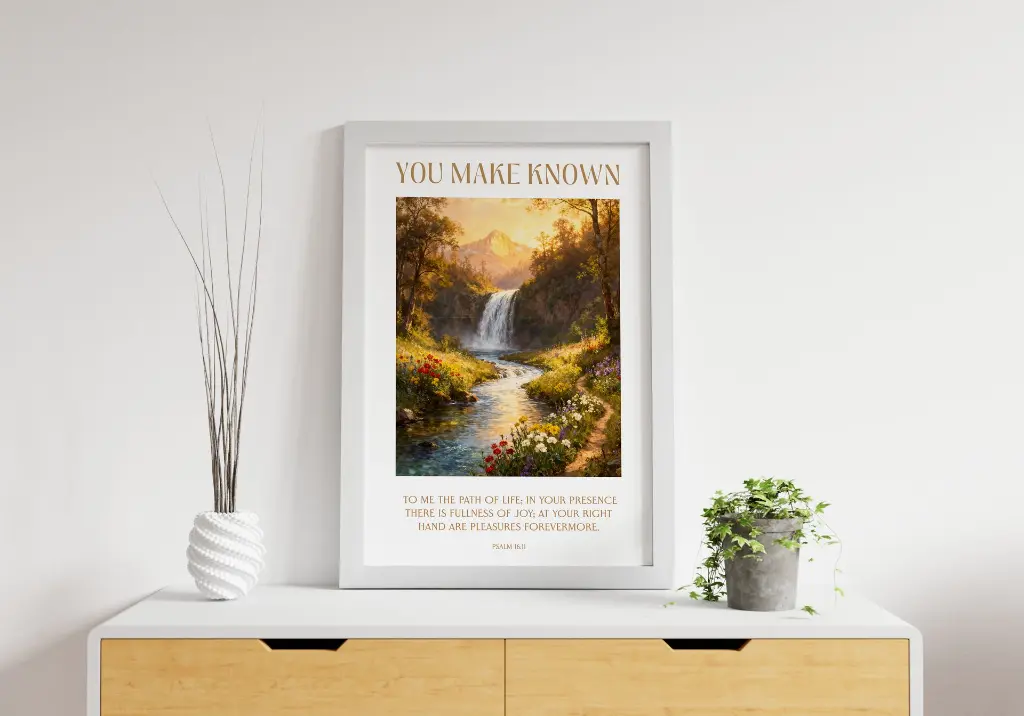 You make known to me the path of life | Psalm 16.11 | Bible verse frame | Christian wall decor.webp
