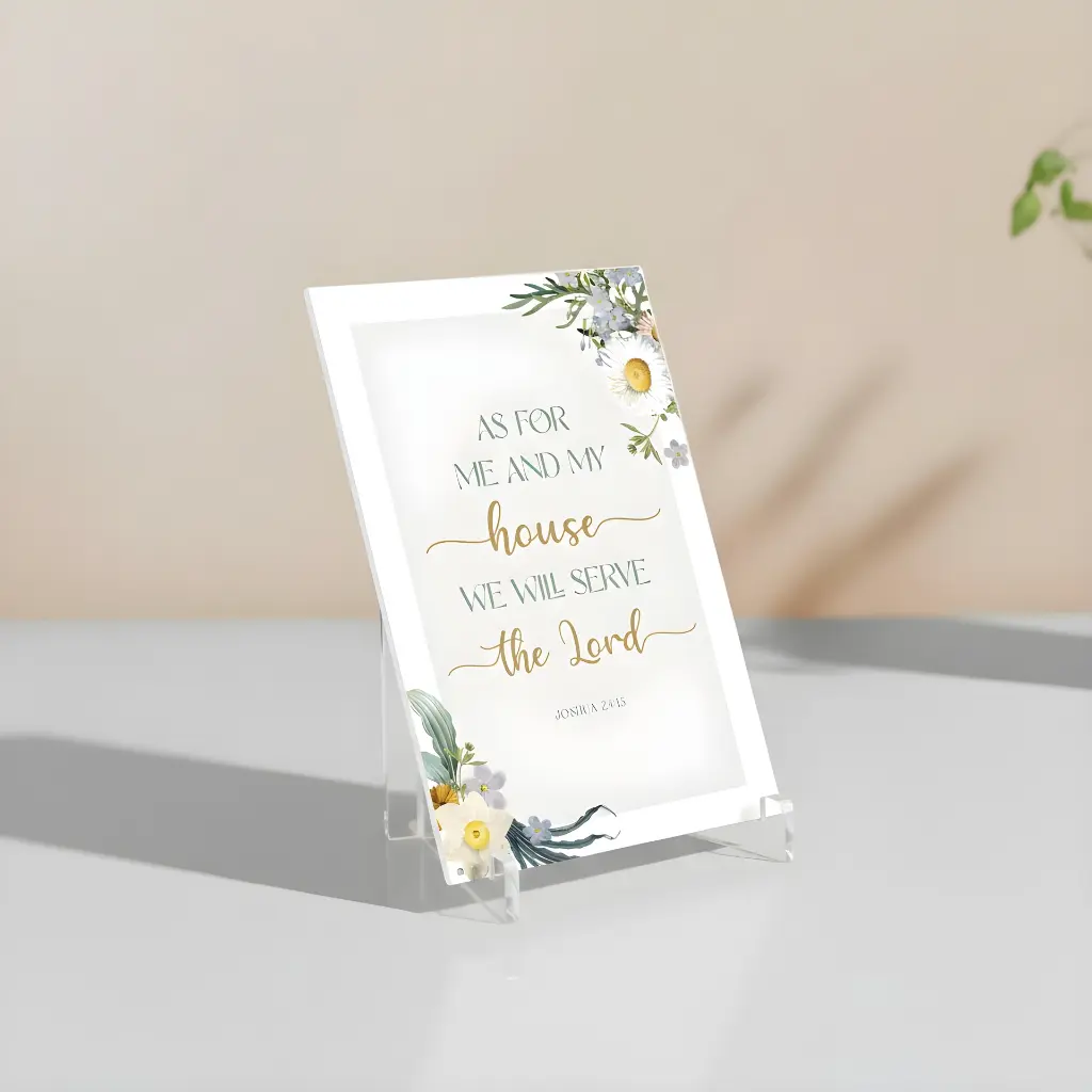 As for me and my house we will serve the lord | Joshua 24.15 | Christian bible acrylic display stand mock.webp