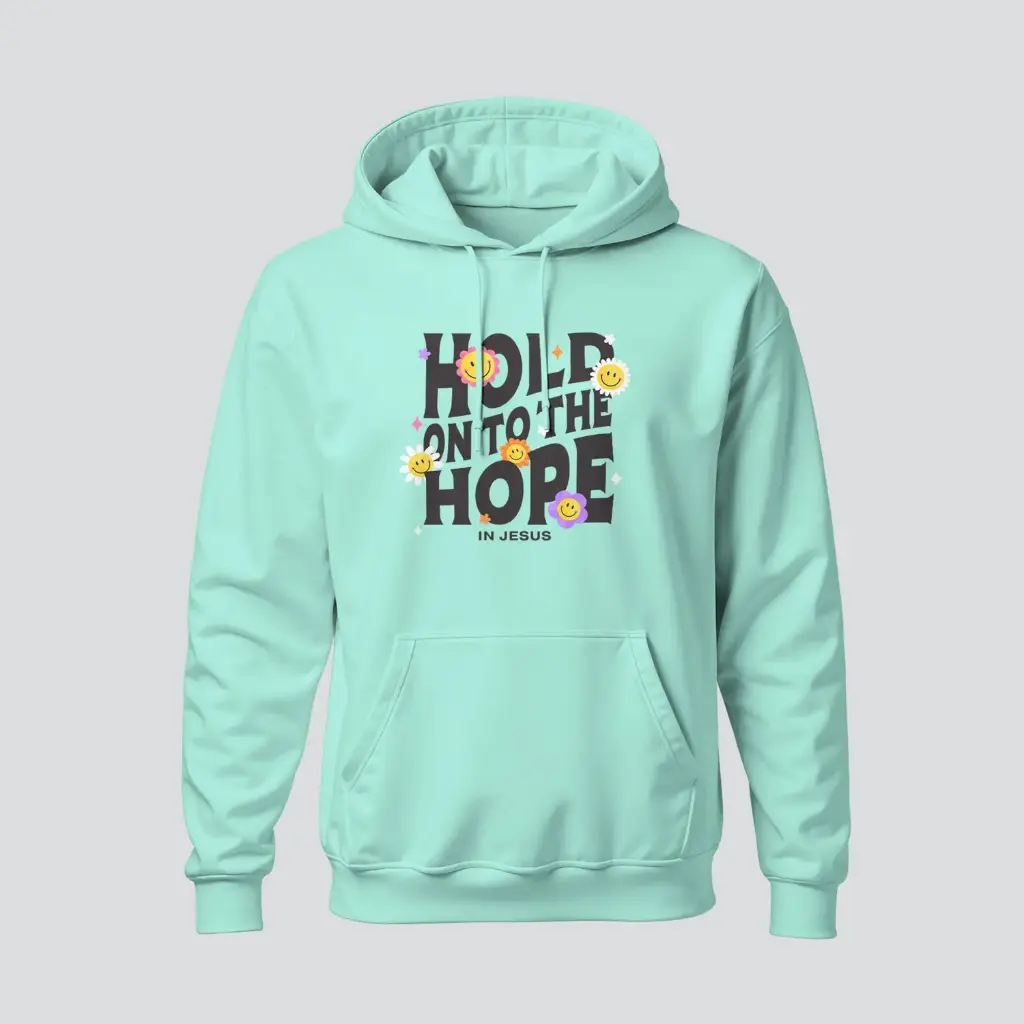 Hold On to the Hope | Christian Bible Verse Hoodies | women's (Mint, S)