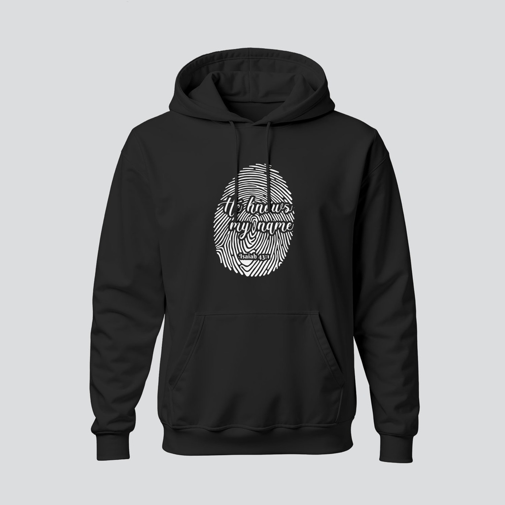 He knows my name | Isaiah 43:1 | Christian Bible Verse Hoodies | Women's (Black, S)