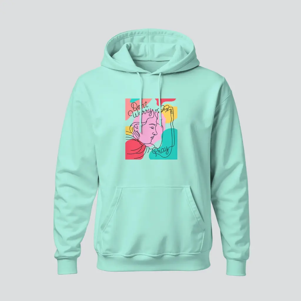 Don't worry pray | Christian Bible Verse Hoodies | Women's (Mint, S)