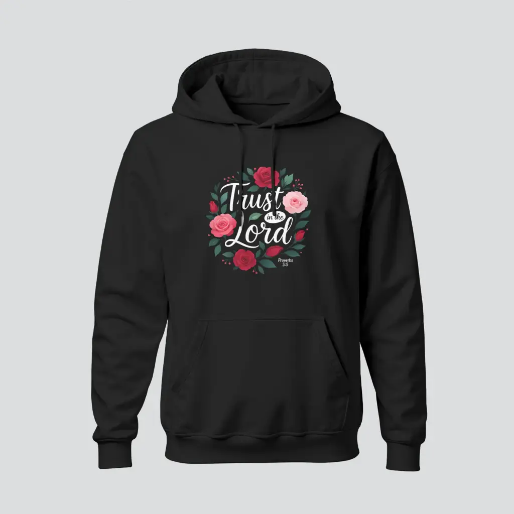 Trust in the Lord | Proverbs 3:5 | Christian Bible Verse Hoodies | Women's (Black, S)