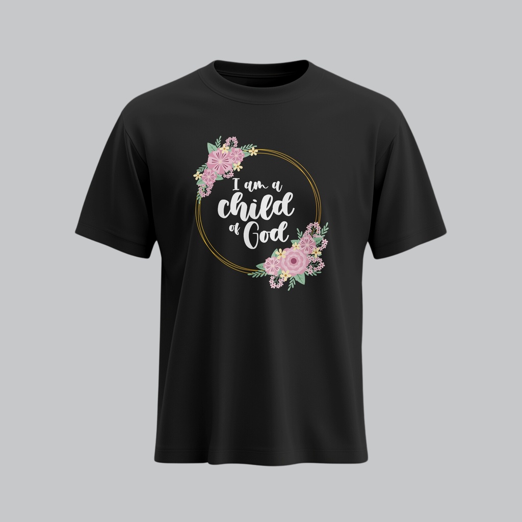 I Am Child Of God | John 1:12 | Christian Bible Verse T-shirt | Women (Black, S)