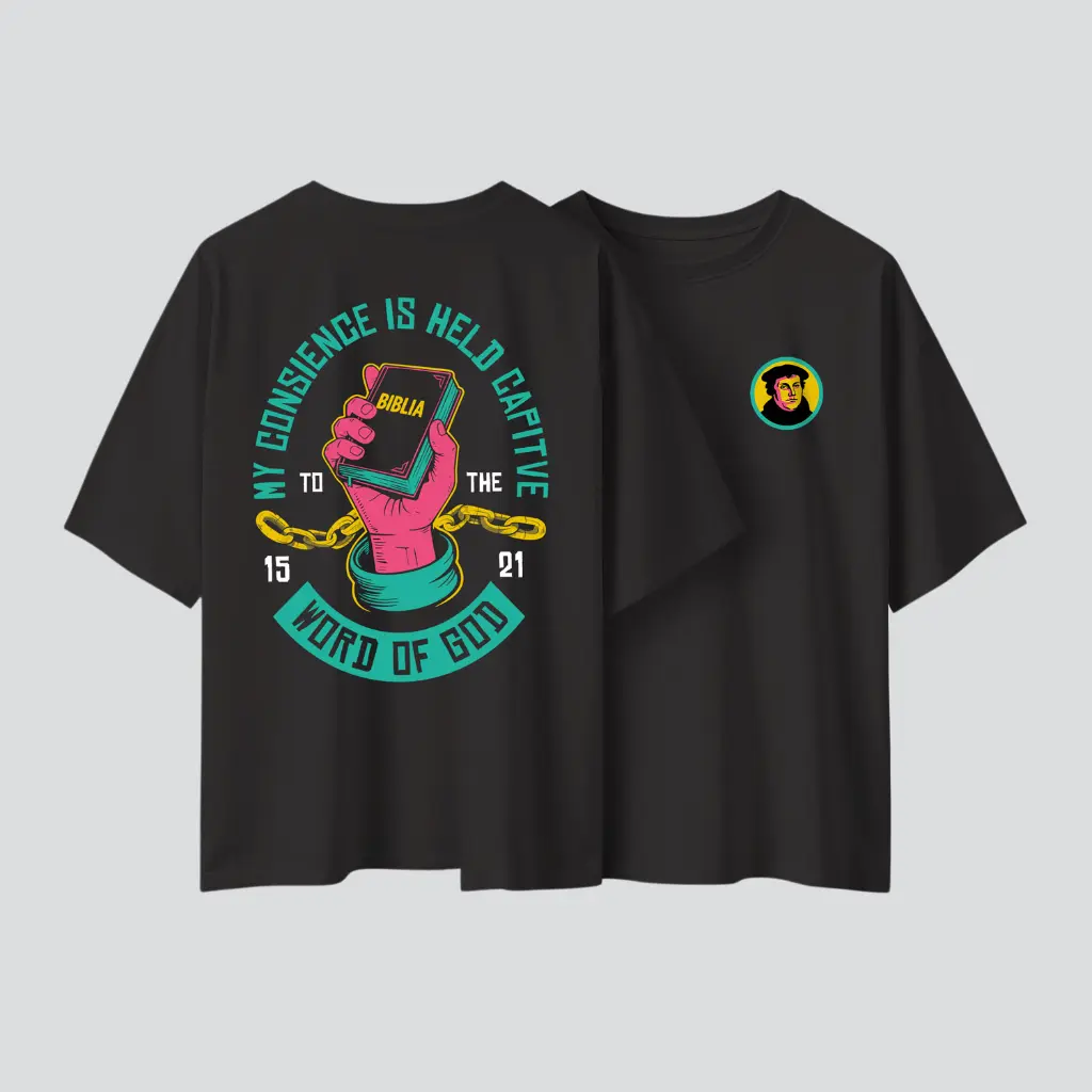 My Conscience | Christian Gospel Oversized T-shirt | Unisex (Black, S)