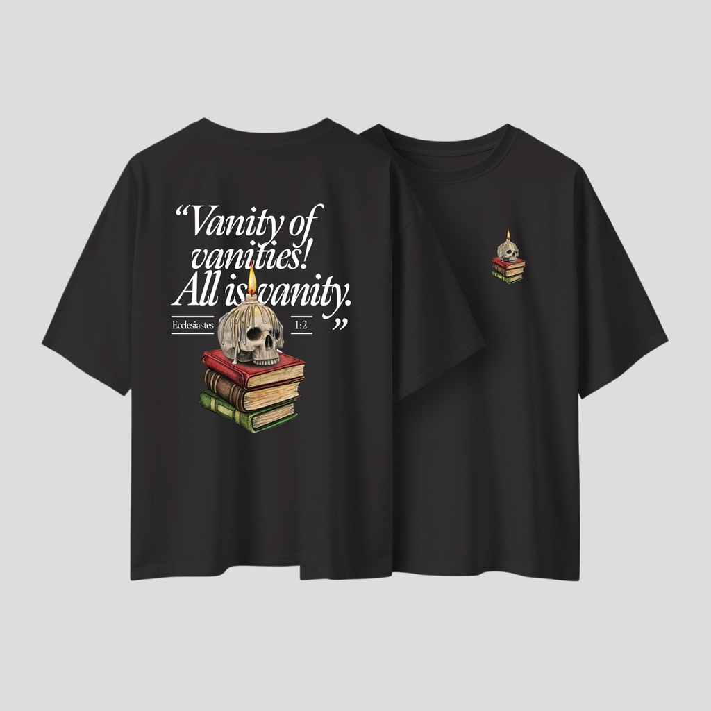 Vanity of Vanities | Christian Gospel Oversized T-shirt | Unisex (Black, S)