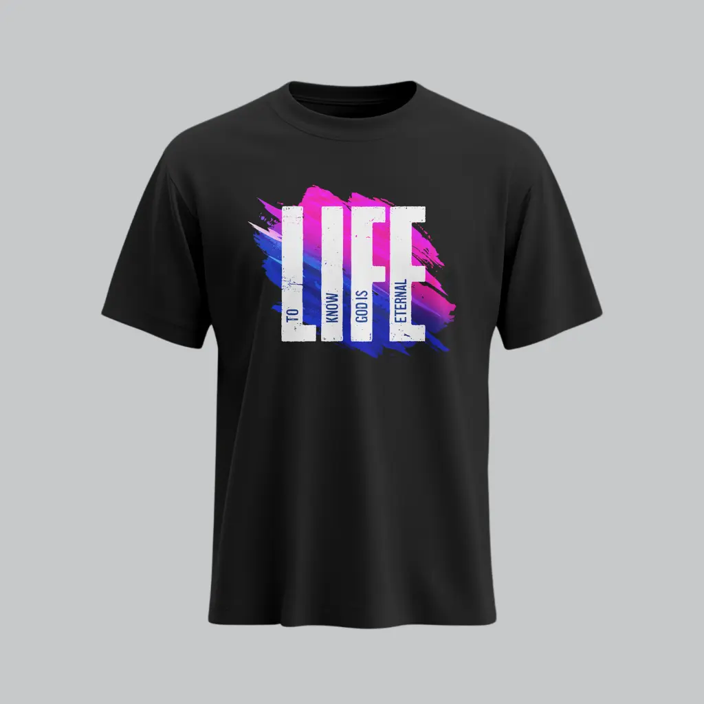 LIFE | John 17:3 | Christian Bible Verse T-Shirt | Unisex (S)