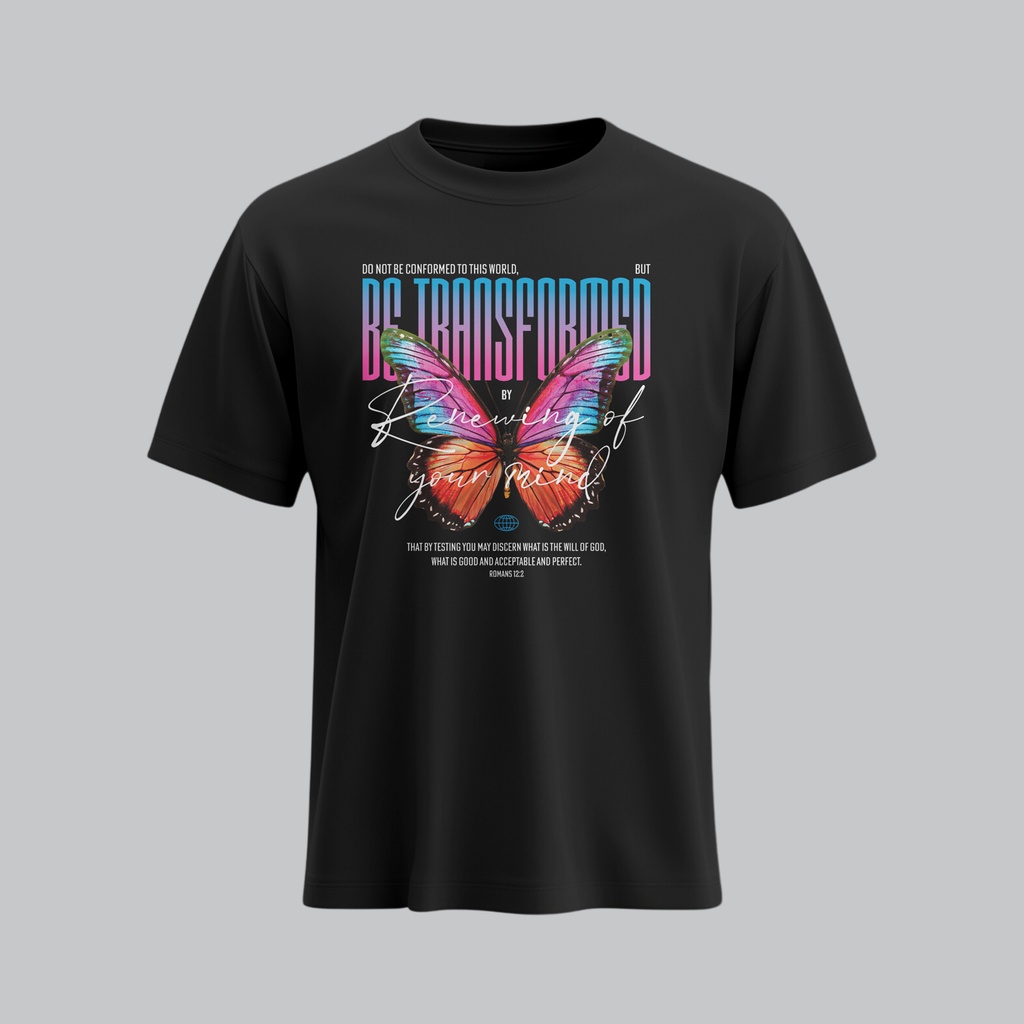 Be Transformed | Romans 12:2 | Christian Bible Verse T-Shirt | Unisex | Sale (S, Black)
