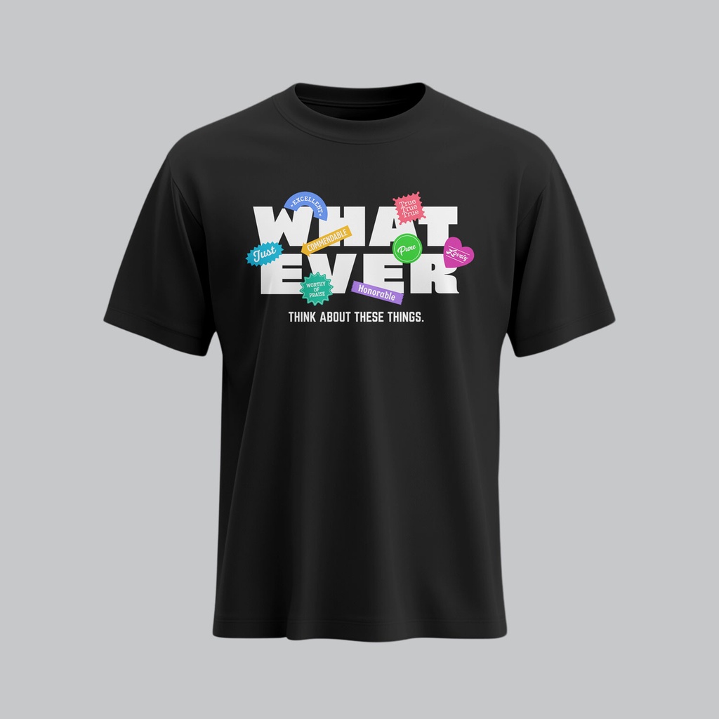 Whatever | Philippians 4:8 | Christian Bible Verse T-Shirt | Unisex | Sale (S, Black)