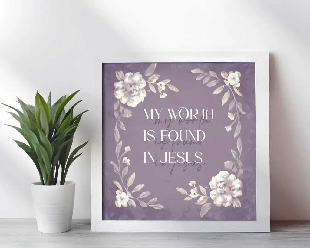 My worth is found in Jesus | Matthew 7:7 | Bible verse frame | Christian wall decor | 10x10 Inches