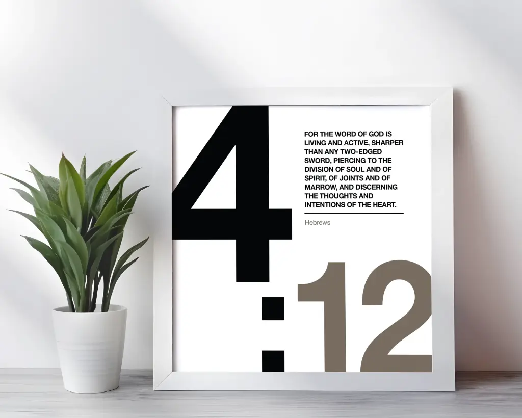 For the word of god is living and active | Hebrew 4:12 | Bible verse frame | Christian wall decor | 10x10 Inches