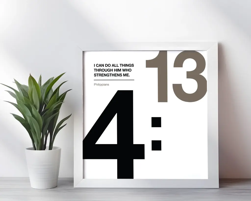 I can do all things through him who strengthens me | Philippians 4:13 | Bible verse frame | Christian wall decor | 10x10 Inches