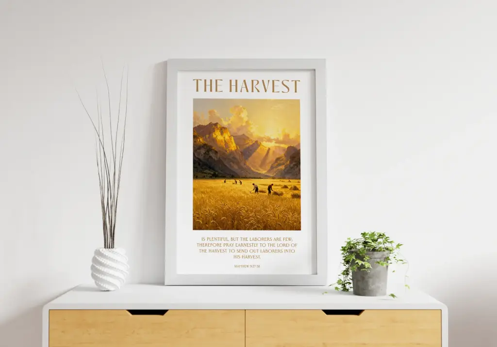 The harvest is plentiful | Matthew 9:37-38 | Bible verse frame | Christian wall decor | 16x24 Inches