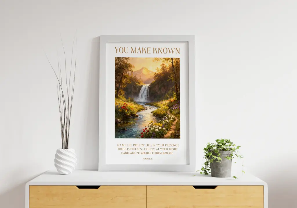 You make known to me the path of life | Psalm 16:11 | Bible verse frame | Christian wall decor | 16x24 Inches