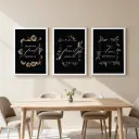 Bless the food before us, The family beside us, The love between us | Black | Set of 3 | Bible verse frame | 16x24 Inches