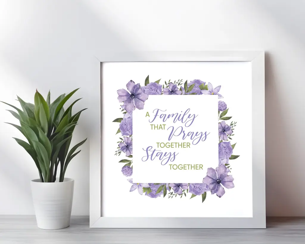 A family that prays together stays together | Bible verse frame | Christian wall decor | 10x10 Inches