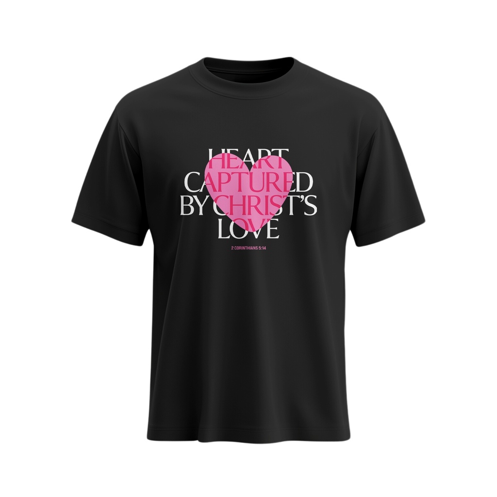 Heart captured by Christ's love | Corinthians 5:14 | Christian Bible Verse T-Shirt | Women