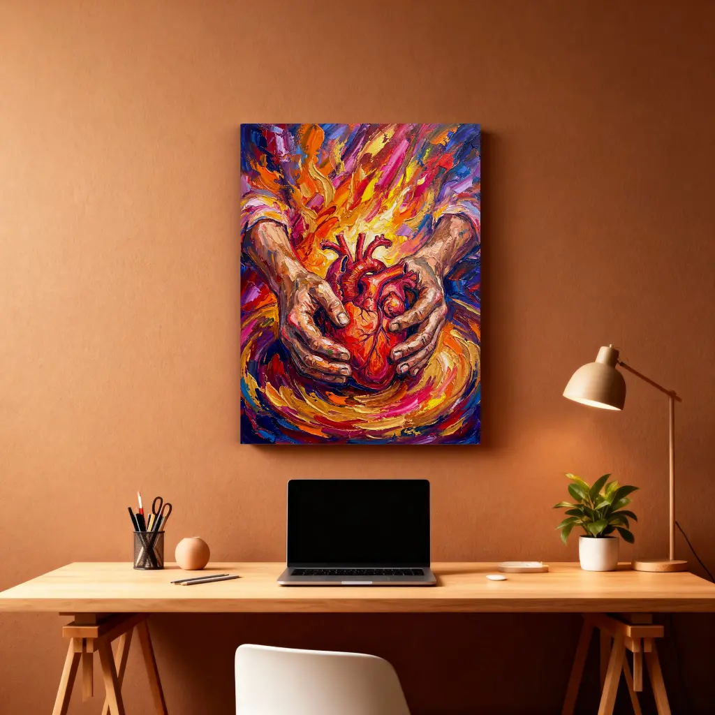 Consuming Love — Held by the Father | Christian Canvas Wall Art (8x12 Inches)