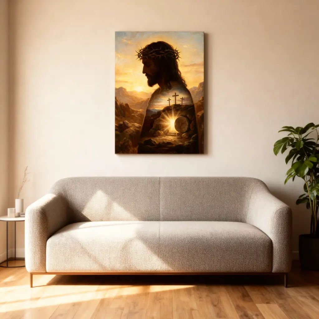 He Is Risen | The Resurrection Glory of Christ | Christian Canvas Wall Art (8x12 Inches)