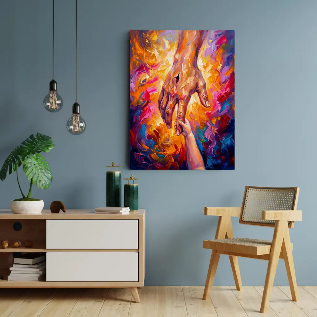Held by His Hand | Christian Canvas Wall Art | Faith-Inspired Painting (8x12 Inches)
