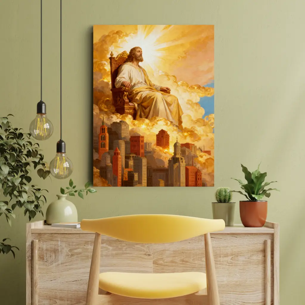King of Kings — Christ Enthroned Above the Nations | Christian Canvas Wall Art (8x12 Inches)