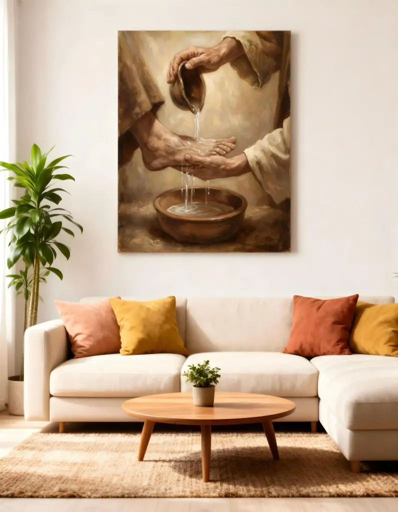 Servant King — Jesus Washing the Disciples’ Feet | Christian Canvas Wall Art (8x12 Inches)
