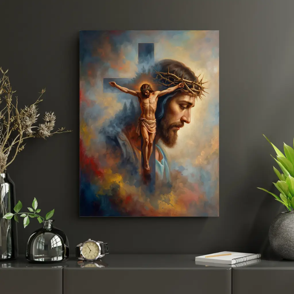The Lamb Who Was Slain | Christ Crucified | Christian Canvas Wall Art (8x12 Inches)