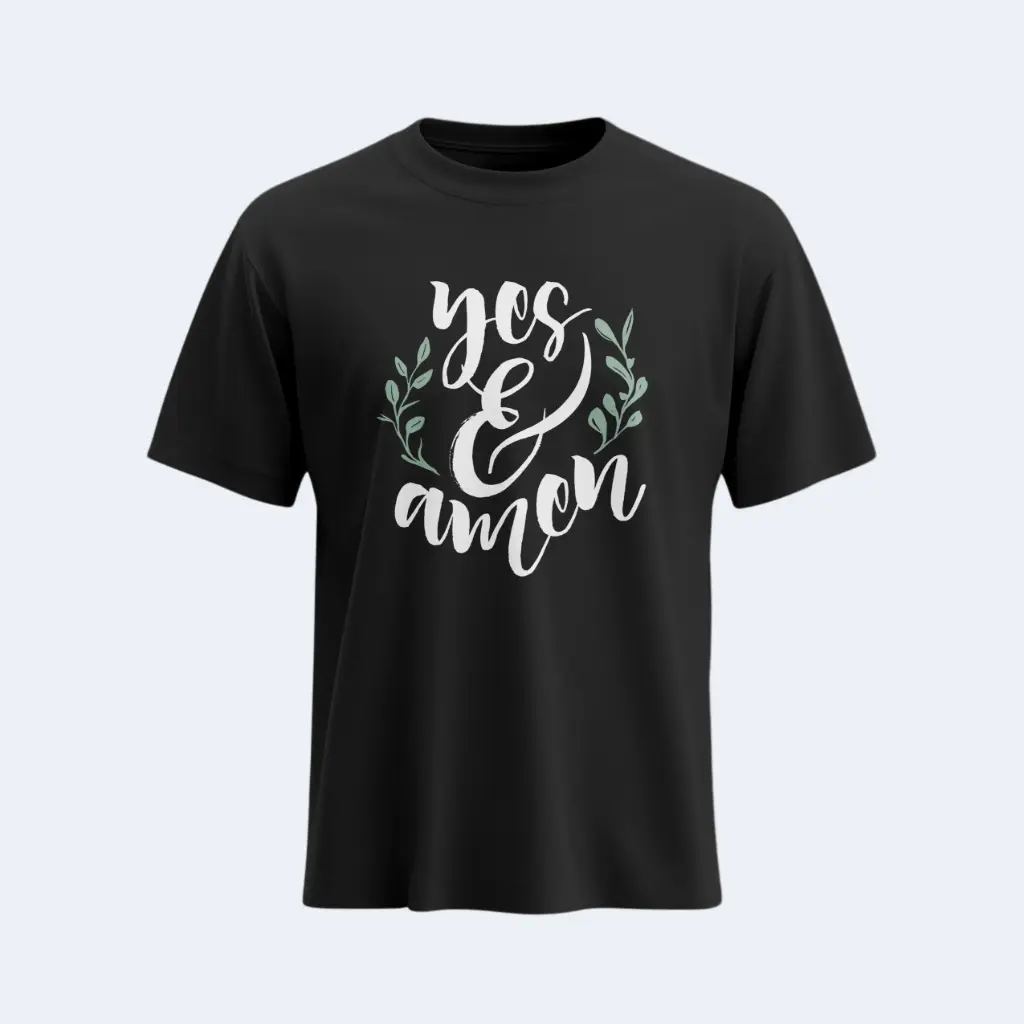 Yes & Amen | 2 Corinthians 1:20 | Christian Bible Verse T-Shirt | Women | Sale (S, Black)