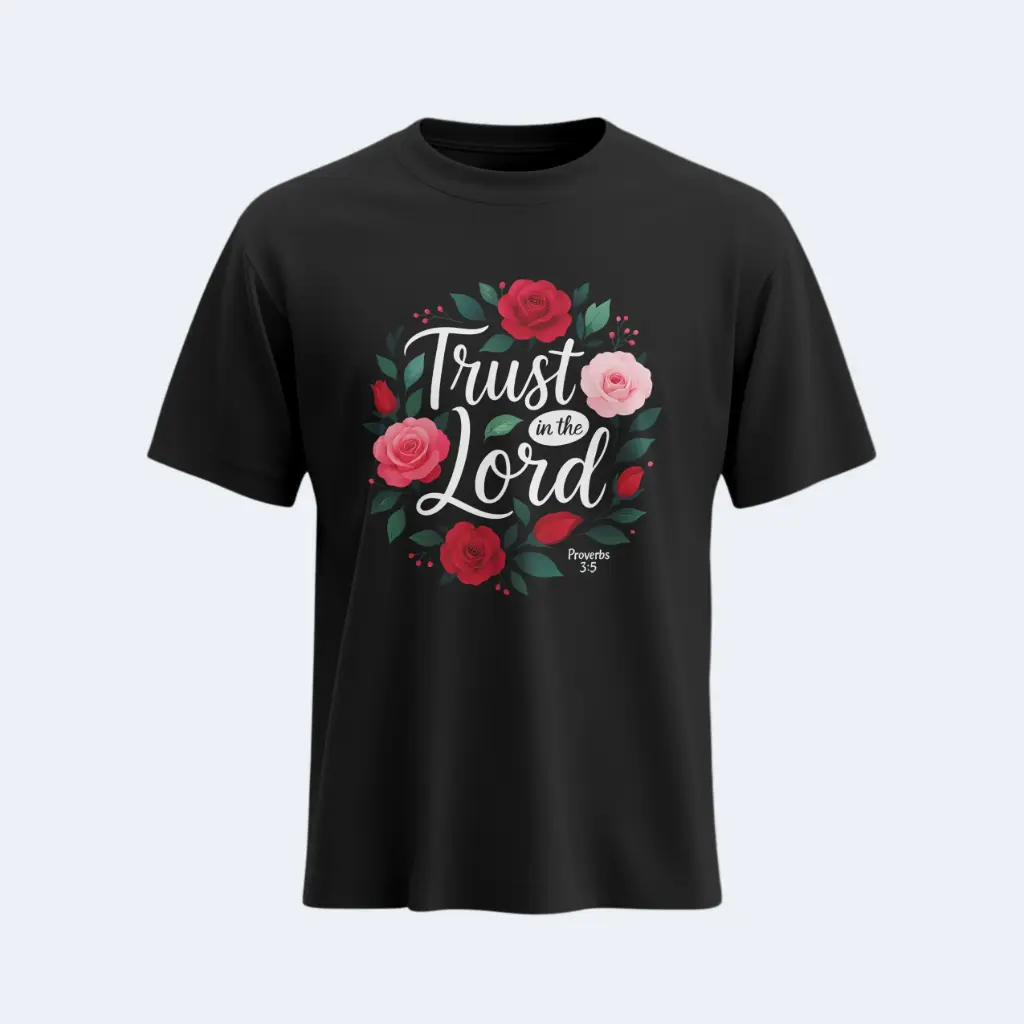 Trust In the Lord | Proverbs 3:5 | Christian Bible Verse T-Shirt | Women | Sale (S, Black)