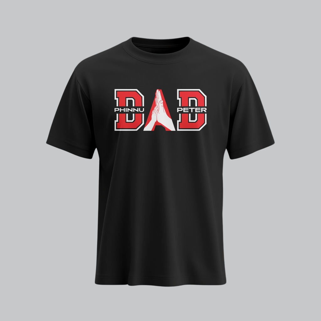 DAD | Customise Names | Personalised T-Shirt (S, Black)