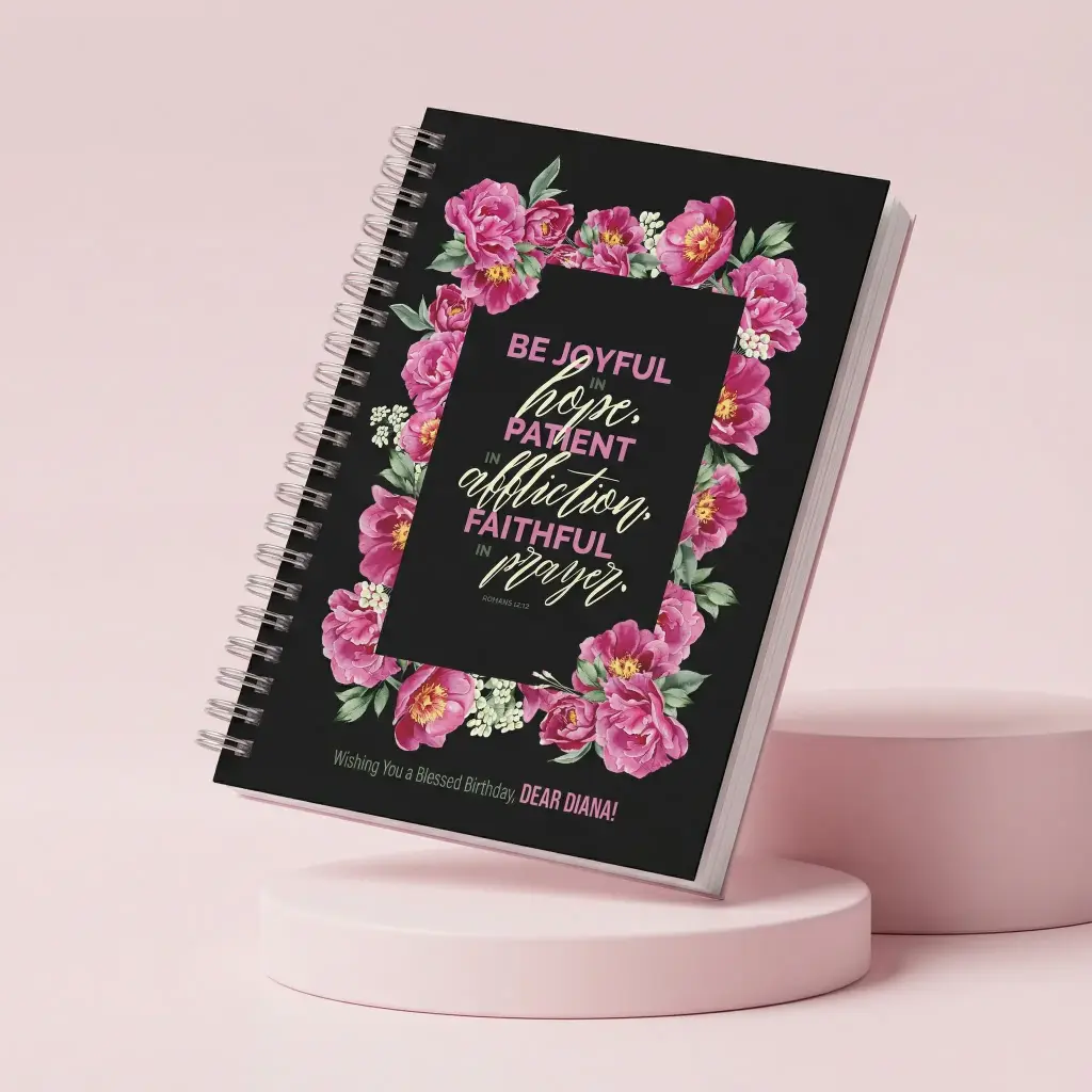 Be Joyful in Hope | Romans 12:12 | Customised Christian Bible Verse Notepad