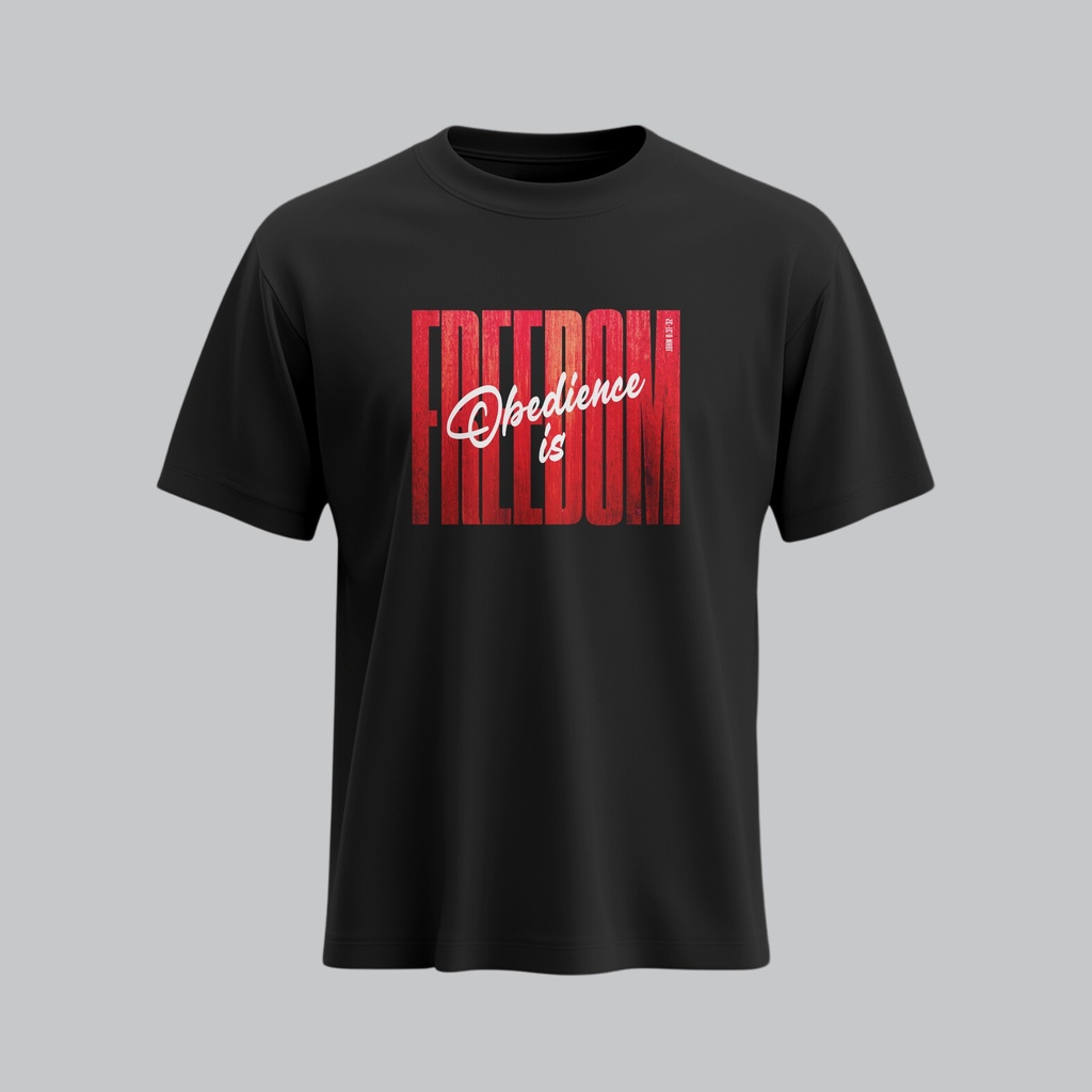 Obedience Is Freedom | John 8:31-32 | Christian Bible Verse T-Shirt | Unisex (S, Black)