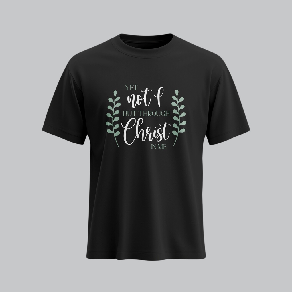 Yet Not I but Through Christ | Christian Gospel T-Shirt | Women (S, Black)