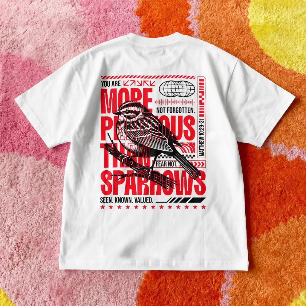 More Precious | Matthew 10:29-31 | Christian Bible Verse Premium Streetwear | Unisex (S, White)