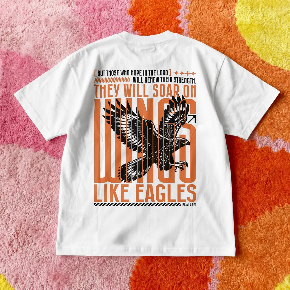 They Will Soar on Wings Like Eagles | Isaiah 40:31 | Christian Bible Verse Premium street wear | Unisex (White, S)