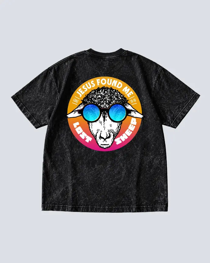 Lost Sheep | Luke 15:4 | Christian Bible Verse Premium Acid Wash Oversized T-Shirt | Unisex