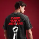 One Way | John 14:6 | Christian Bible Verse Premium Acid Wash Oversized T Shirt | Unisex