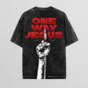 One Way | John 14:6 | Christian Bible Verse Premium Acid Wash Oversized T Shirt | Unisex