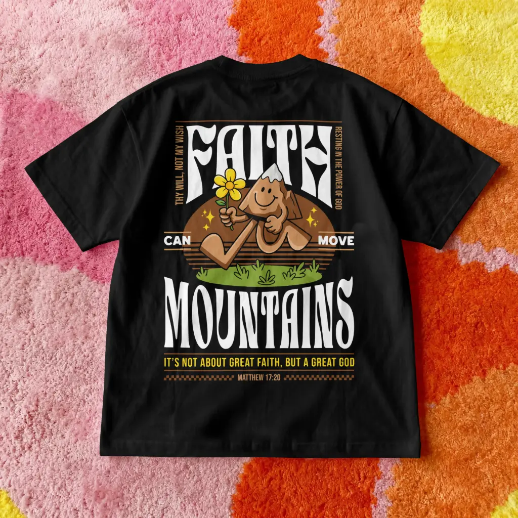 Faith Can Move Mountains | Matthew 17:20 | Christian Bible Verse Premium Streetwear | Unisex (S, Black)