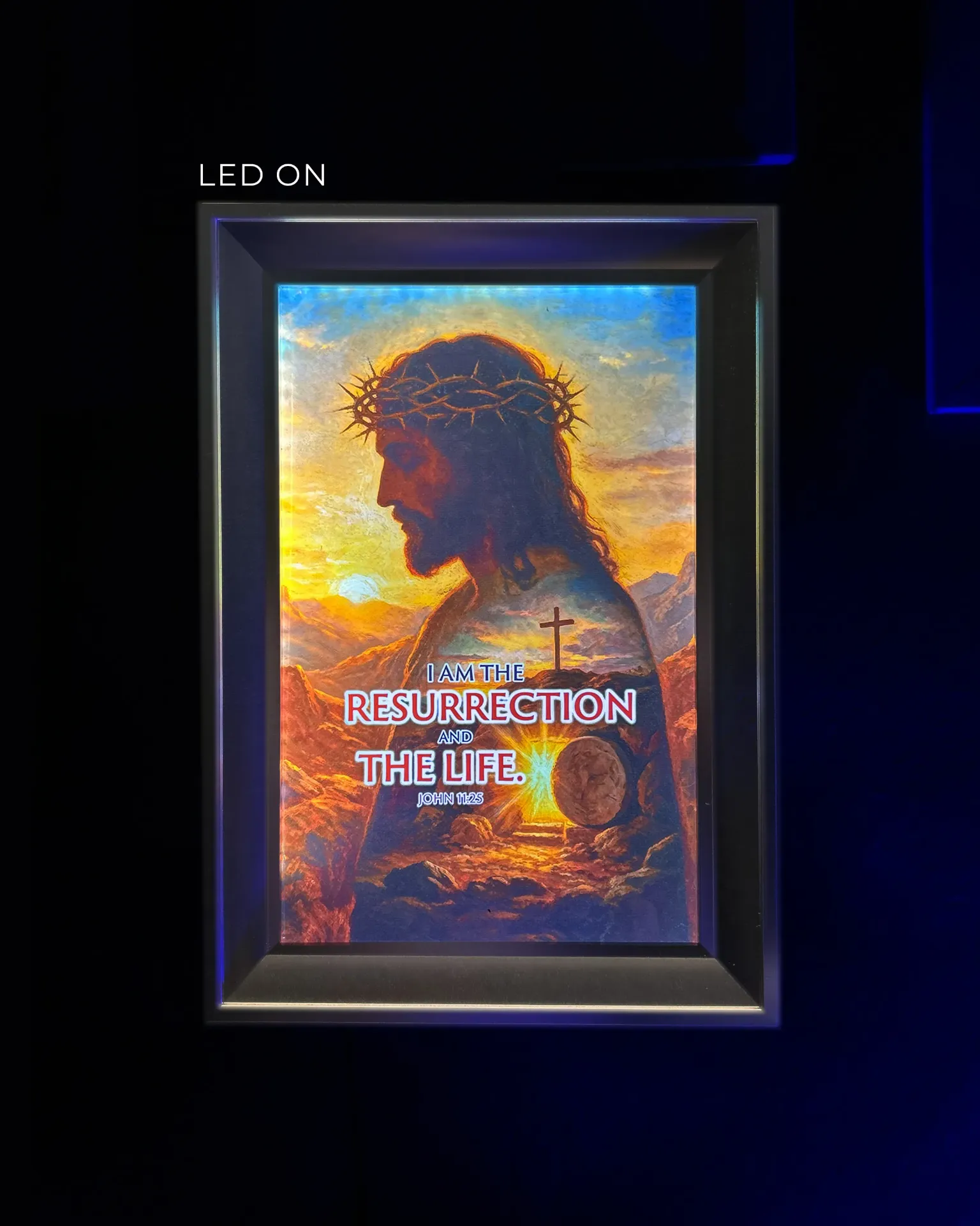 I am the resurrection and the life | John 11:25 | Bible verse wall frame | LED