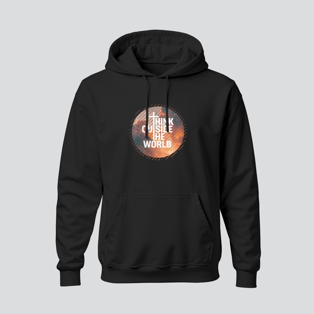 Think Outside the World Christian Bible Vrese Hoodies | Unisex (Black, S)