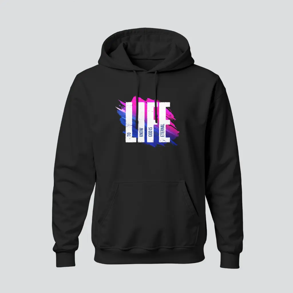 LIFE | John 17:3 | Christian Bible Verse Hoodies | Unisex  (S)