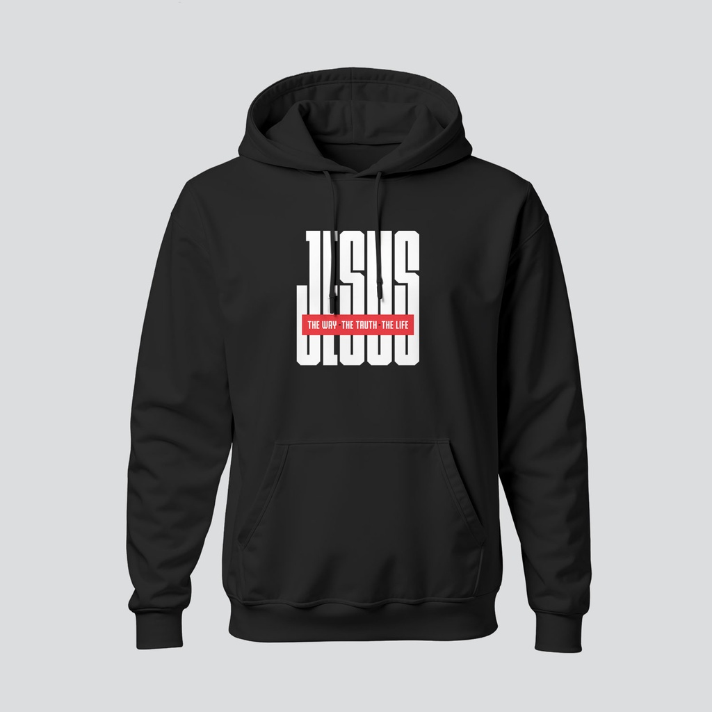 JESUS - The Way The Truth The Life | John 14:6 | Christian Bible Verse Hoodies | Unisex (Black, S)