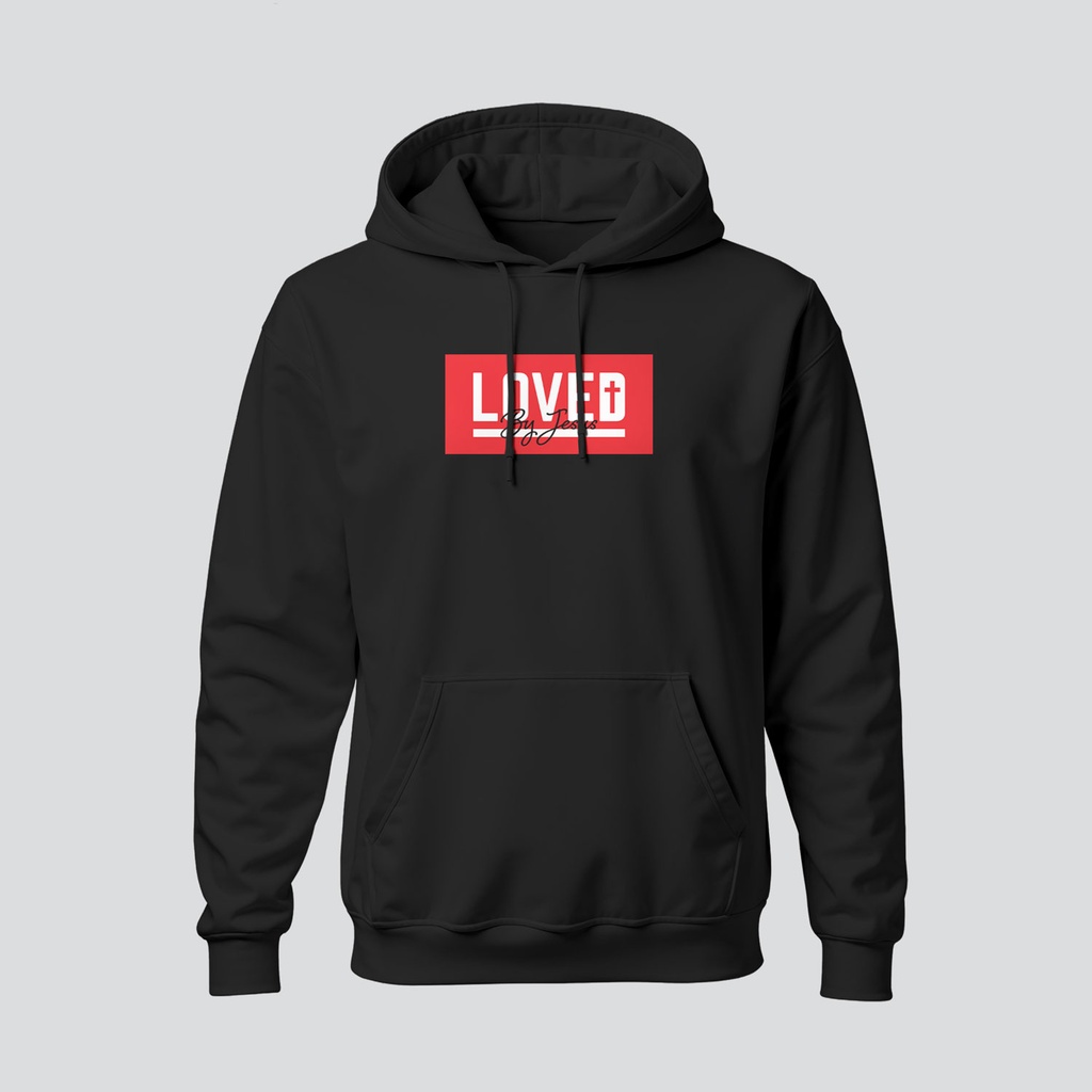 Loved By Jesus | John 13:34-35 | Christian Bible Verse Hoodies | Unisex (Black, S)