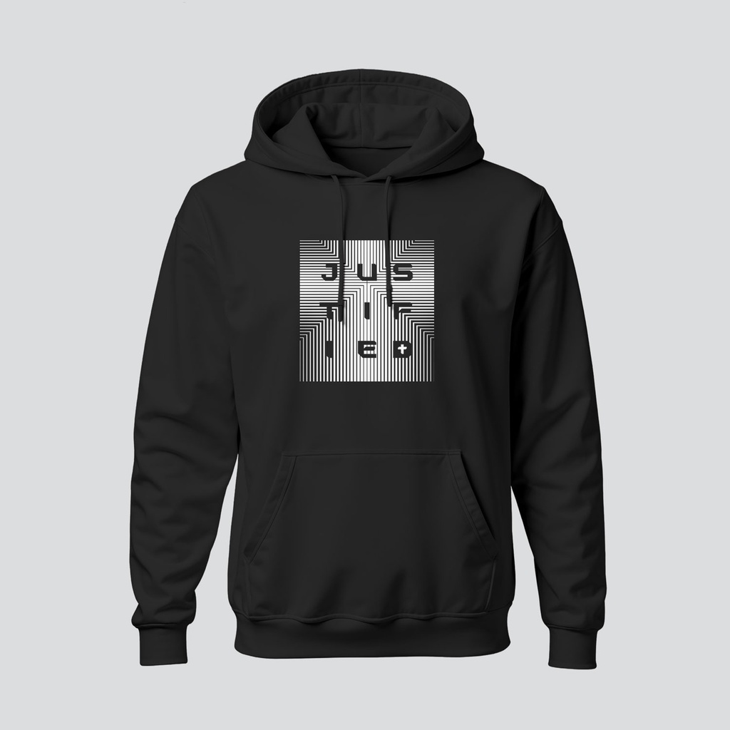 JUSTIFIED | Romans 3:22-24 | Christian Bible Verse Hoodies | Unisex (Black, S)