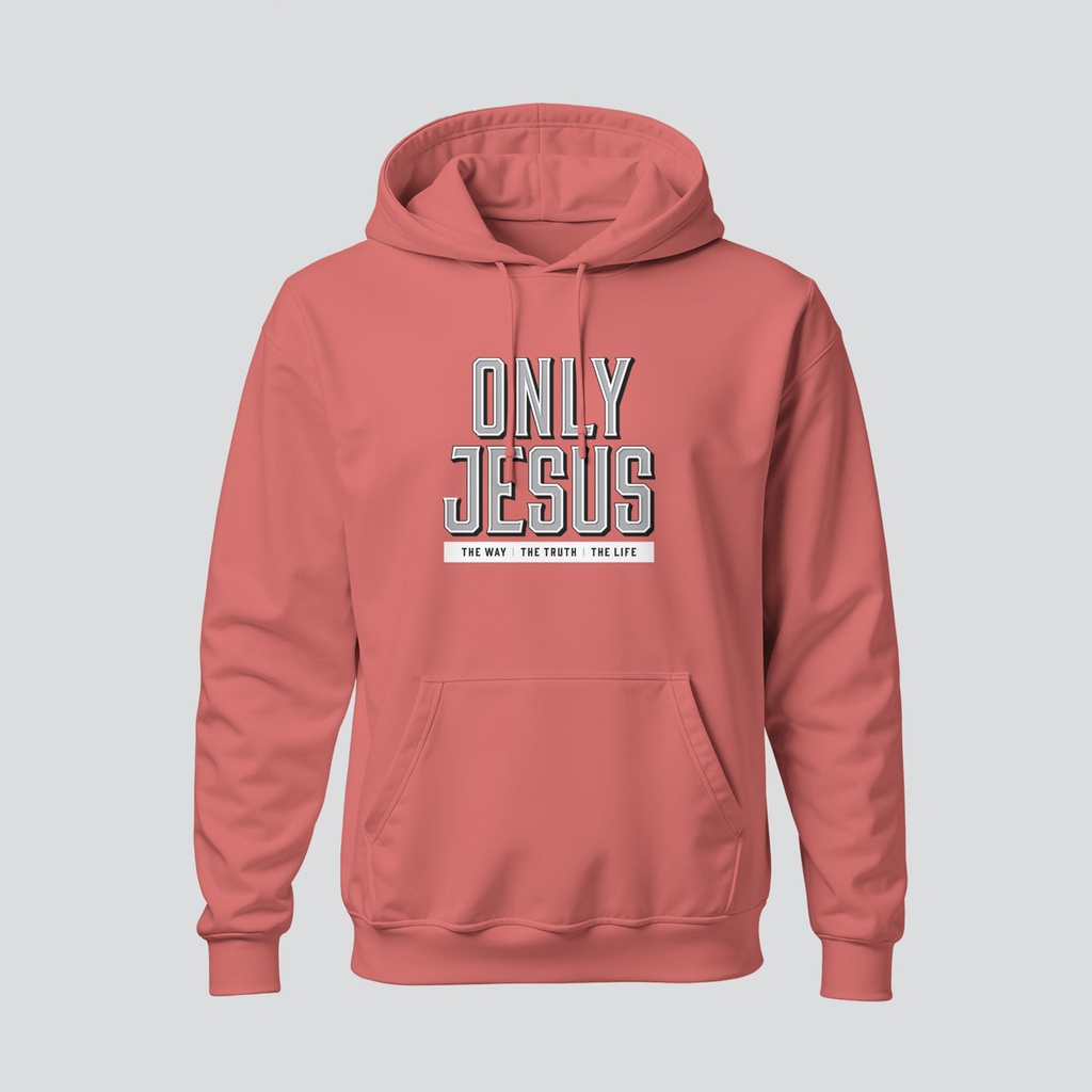 Only Jesus - The Way The Truth The Life | Acts  4:12 | Christian Bible Verse Hoodies | Unisex (Coral, S)