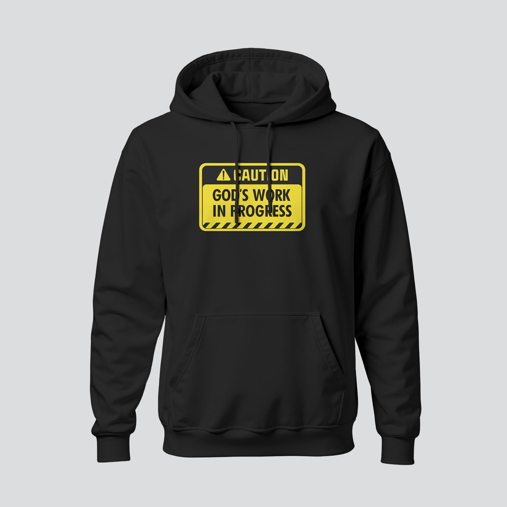 Caution - God's work in progress | Philippians 1:6 | Christian Bible Verse Hoodies | Unisex (Black, S)