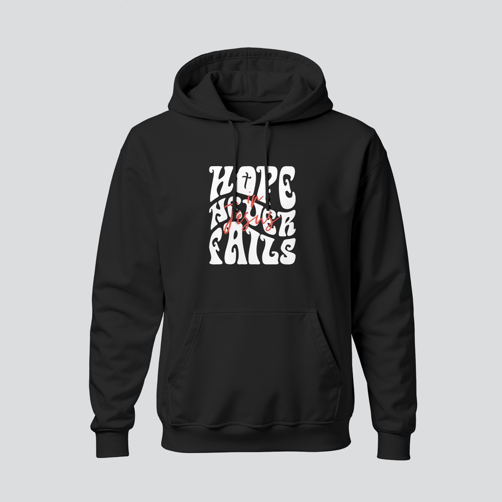 Hope Never Fails | Romans 8:1 | Christian Bible Verse Hoodies | Unisex (Black, S)